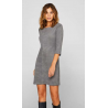 Robe Fourreau Grise en Similicuir Stretch - Aspect Daim Velouté