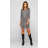 Robe Fourreau Grise en Similicuir Stretch - Aspect Daim Velouté