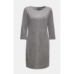 Robe Fourreau Grise en Similicuir Stretch - Aspect Daim Velouté