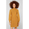 Robe-pull 100% Coton Jaune Moutarde - Manches Ballon & Côte Devant