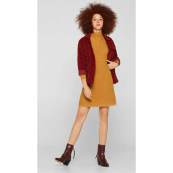 Robe-pull 100% Coton Jaune Moutarde - Manches Ballon & Côte Devant