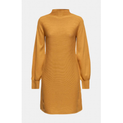 Robe-pull 100% Coton Jaune Moutarde - Manches Ballon & Côte Devant
