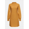 Robe-pull 100% Coton Jaune Moutarde - Manches Ballon & Côte Devant