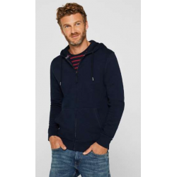 Sweat à Capuche Zippé Bleu Marine 100% Coton Bio - Coupe Regular