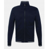 Cardigan Zippé Bleu Marine 100% Coton Bio - Finitions Rayées