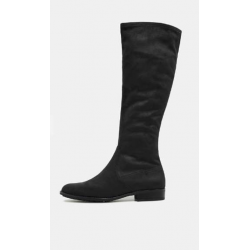 Bottes Stretch Noires Aspect Daim - Hauteur 33cm - Confort Extensible