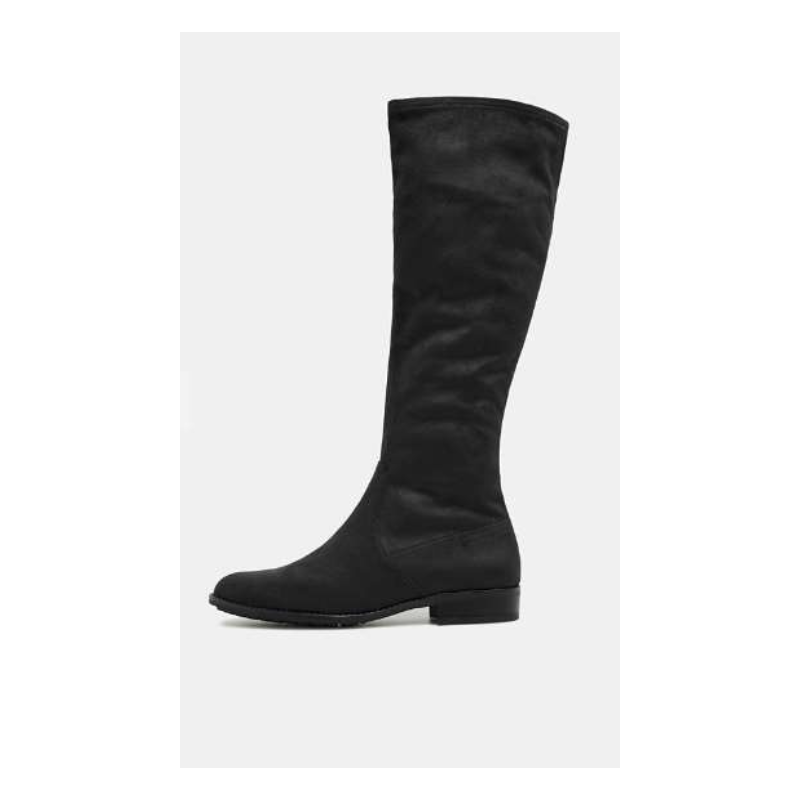 Bottes Stretch Noires Aspect Daim - Hauteur 33cm - Confort Extensible