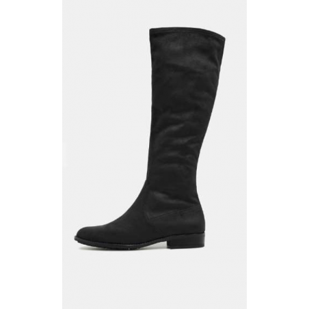 Bottes Stretch Noires Aspect Daim - Hauteur 33cm - Confort Extensible