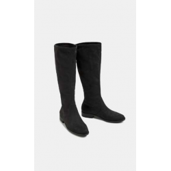 Bottes Stretch Noires Aspect Daim - Hauteur 33cm - Confort Extensible
