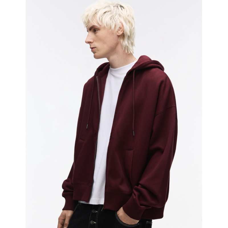 Sweat à Capuche Zippé Bleu Marine 100% Coton Bio - Coupe Regular