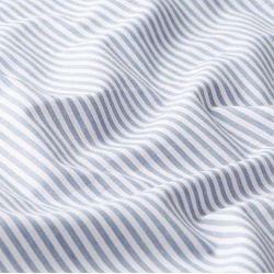 Tissu Popeline Coton Rayé Bleu Jean et Blanc - 2m | DECOMOD