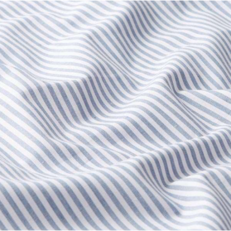 Tissu Popeline Coton Rayé Bleu Jean et Blanc - 2m | DECOMOD