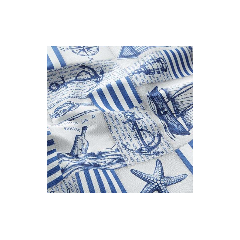 Tissu Coton Enduit Maritime Bleu Acier - Coupon 2m | DECOMOD