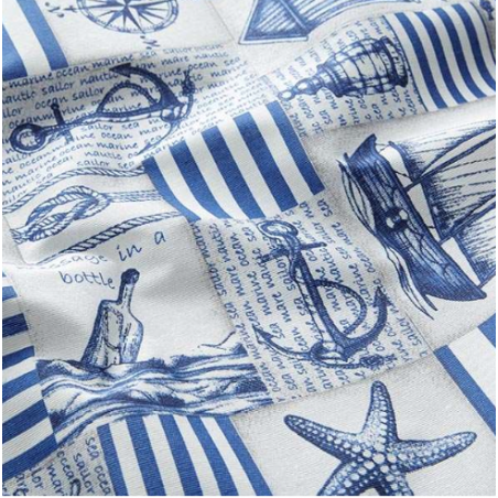 Tissu Coton Enduit Maritime Bleu Acier - Coupon 2m | DECOMOD