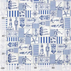 Tissu Coton Enduit Maritime Bleu Acier - Coupon 2m | DECOMOD