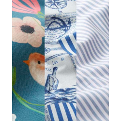 Pack 6m Tissus Oeko-Tex - Popeline, Coton Enduit & Dralon Bleu
